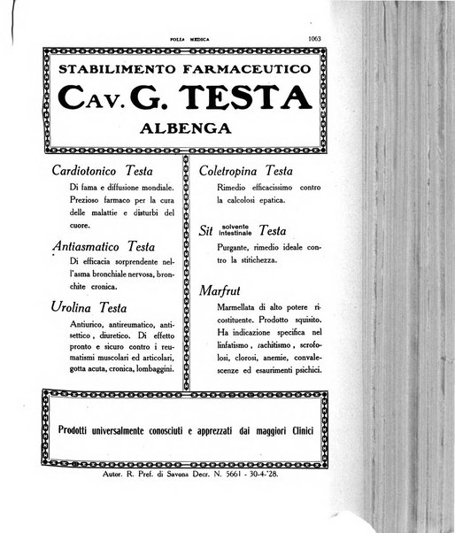 Folia medica periodico trimensile di patologia e clinica medica