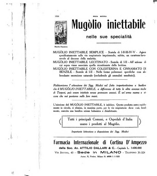 Folia medica periodico trimensile di patologia e clinica medica