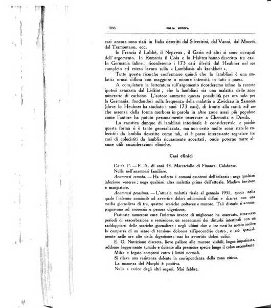 Folia medica periodico trimensile di patologia e clinica medica