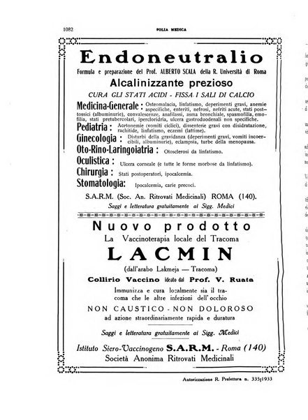 Folia medica periodico trimensile di patologia e clinica medica