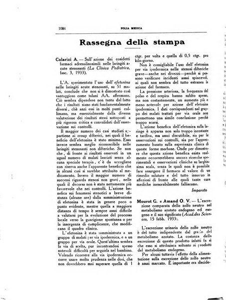 Folia medica periodico trimensile di patologia e clinica medica