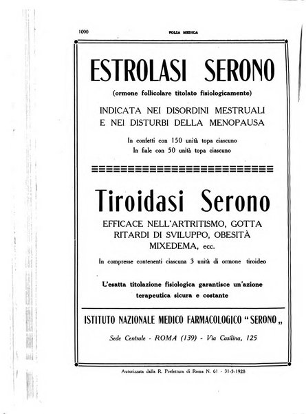 Folia medica periodico trimensile di patologia e clinica medica