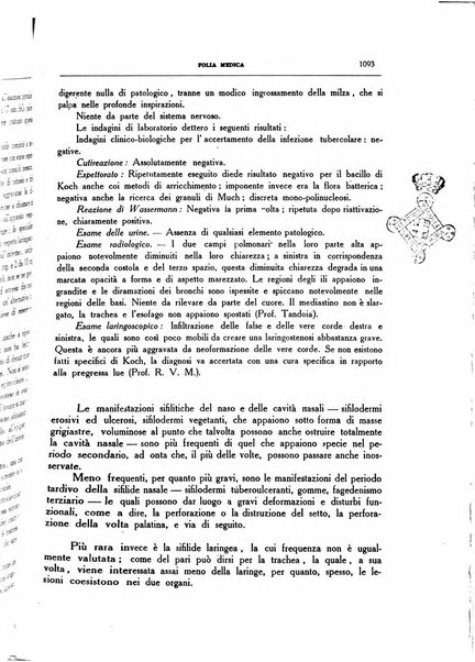 Folia medica periodico trimensile di patologia e clinica medica