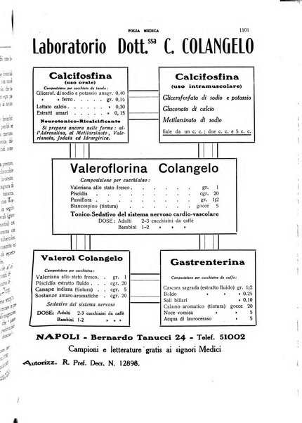 Folia medica periodico trimensile di patologia e clinica medica