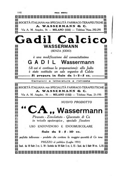 Folia medica periodico trimensile di patologia e clinica medica