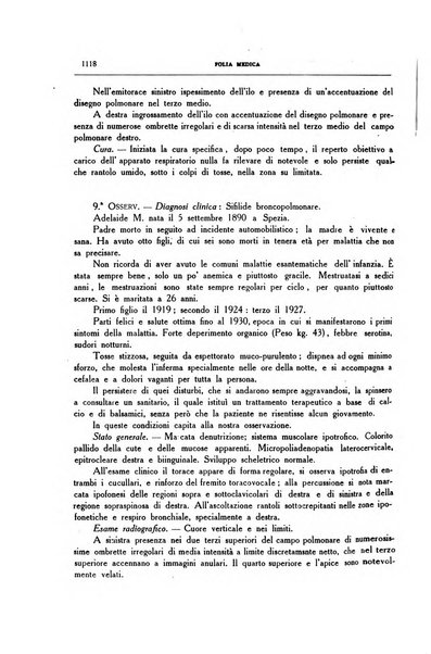 Folia medica periodico trimensile di patologia e clinica medica