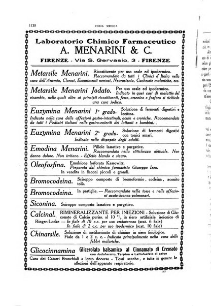 Folia medica periodico trimensile di patologia e clinica medica