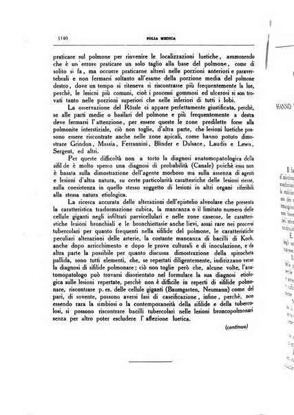 Folia medica periodico trimensile di patologia e clinica medica