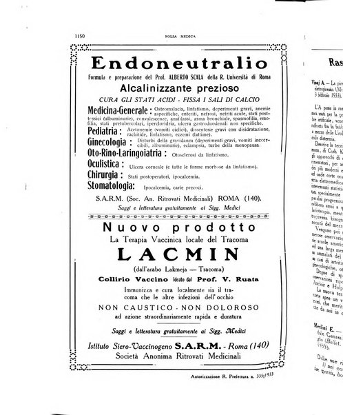 Folia medica periodico trimensile di patologia e clinica medica