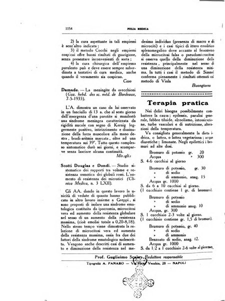 Folia medica periodico trimensile di patologia e clinica medica