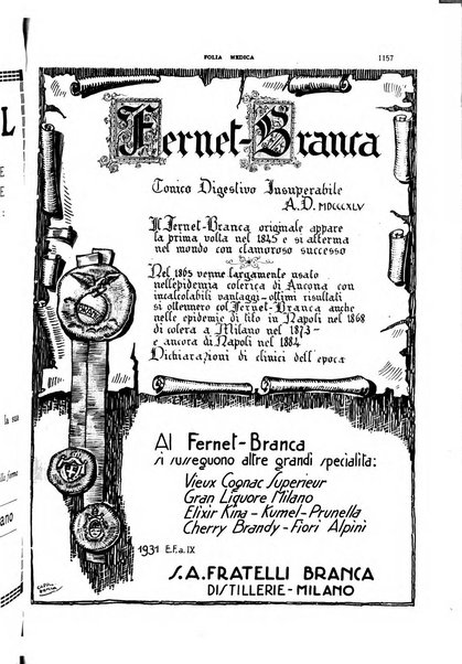 Folia medica periodico trimensile di patologia e clinica medica