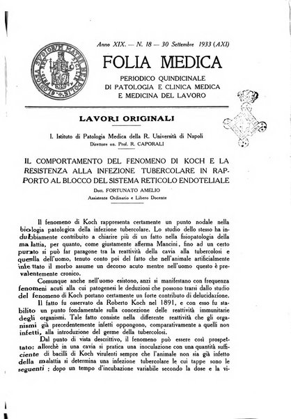 Folia medica periodico trimensile di patologia e clinica medica