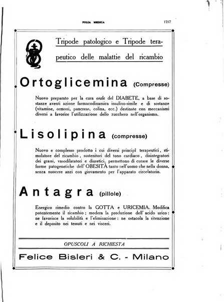 Folia medica periodico trimensile di patologia e clinica medica