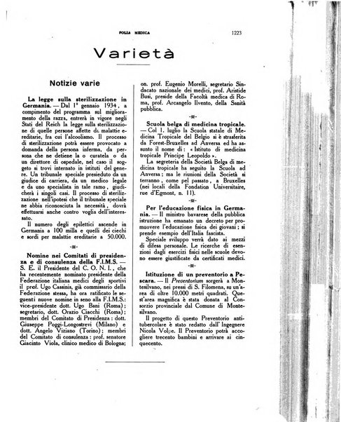 Folia medica periodico trimensile di patologia e clinica medica