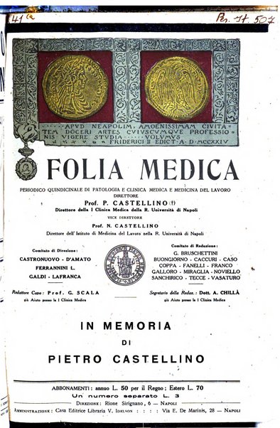 Folia medica periodico trimensile di patologia e clinica medica