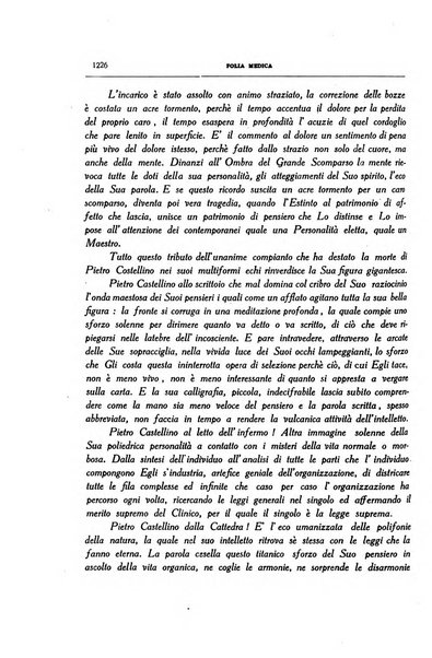 Folia medica periodico trimensile di patologia e clinica medica