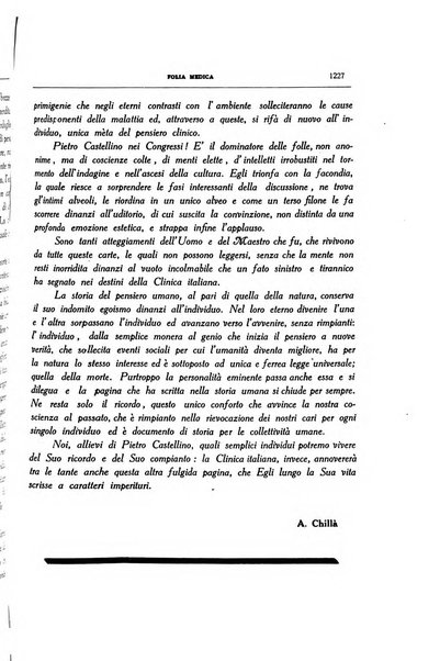 Folia medica periodico trimensile di patologia e clinica medica