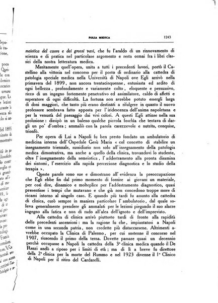 Folia medica periodico trimensile di patologia e clinica medica