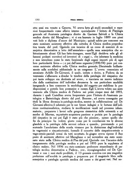 Folia medica periodico trimensile di patologia e clinica medica