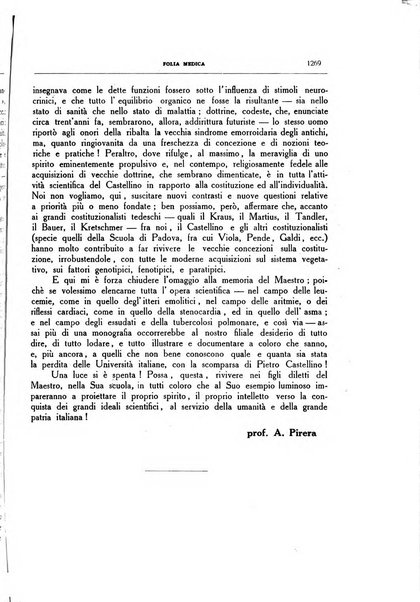 Folia medica periodico trimensile di patologia e clinica medica