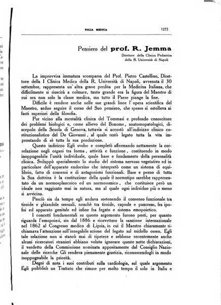 Folia medica periodico trimensile di patologia e clinica medica