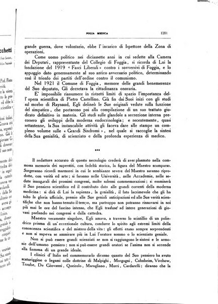 Folia medica periodico trimensile di patologia e clinica medica