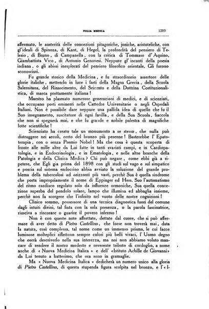 Folia medica periodico trimensile di patologia e clinica medica