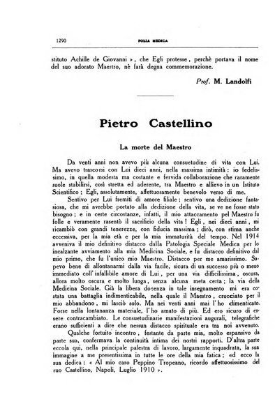 Folia medica periodico trimensile di patologia e clinica medica