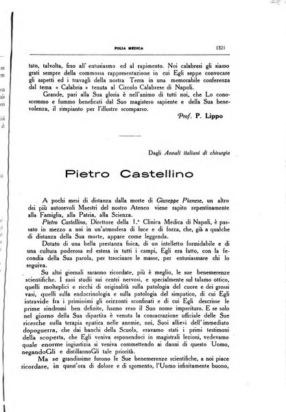 Folia medica periodico trimensile di patologia e clinica medica