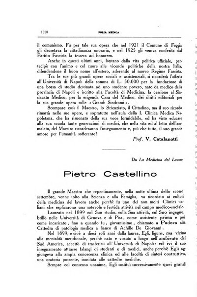 Folia medica periodico trimensile di patologia e clinica medica