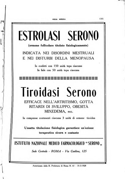 Folia medica periodico trimensile di patologia e clinica medica