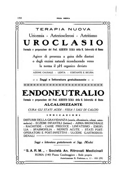 Folia medica periodico trimensile di patologia e clinica medica