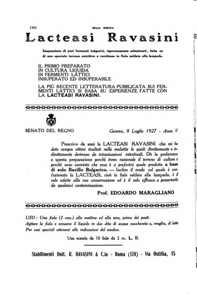 Folia medica periodico trimensile di patologia e clinica medica