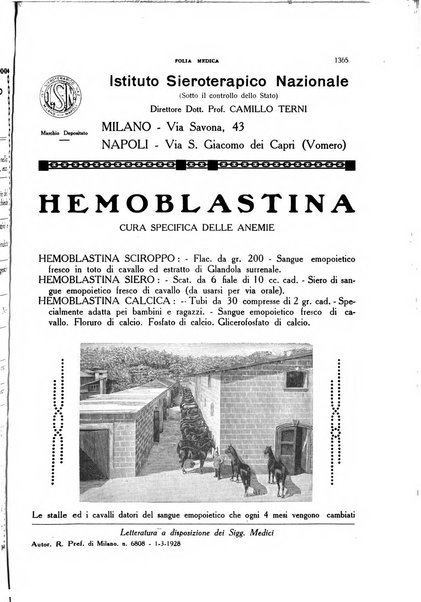 Folia medica periodico trimensile di patologia e clinica medica