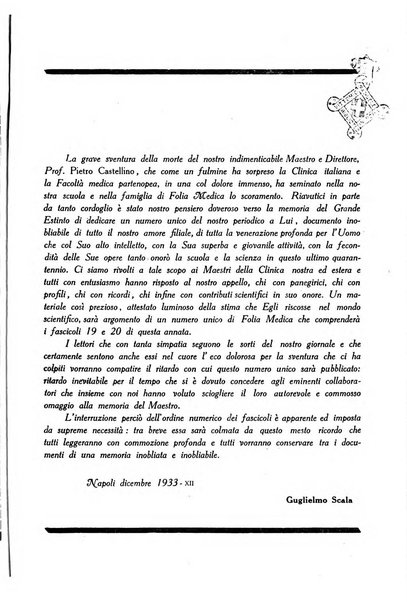 Folia medica periodico trimensile di patologia e clinica medica