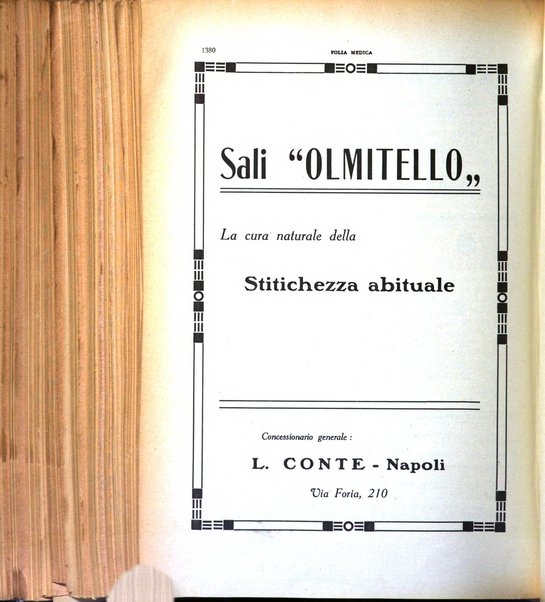 Folia medica periodico trimensile di patologia e clinica medica