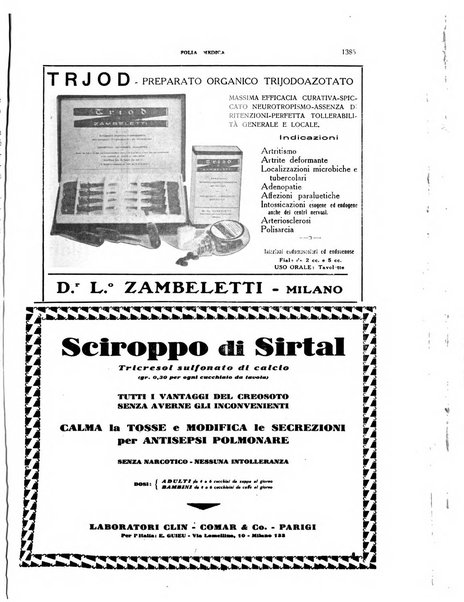 Folia medica periodico trimensile di patologia e clinica medica