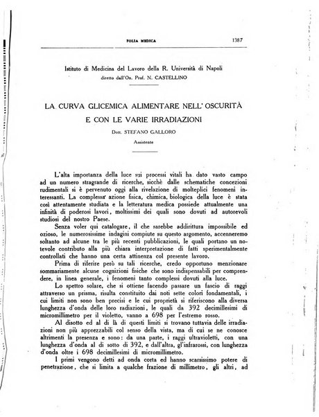 Folia medica periodico trimensile di patologia e clinica medica