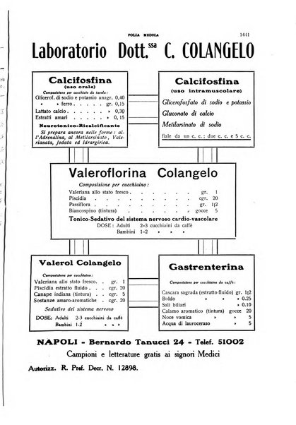 Folia medica periodico trimensile di patologia e clinica medica