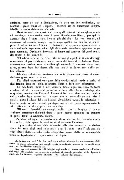 Folia medica periodico trimensile di patologia e clinica medica