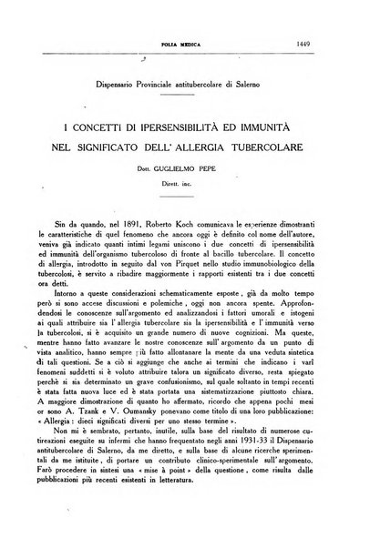 Folia medica periodico trimensile di patologia e clinica medica