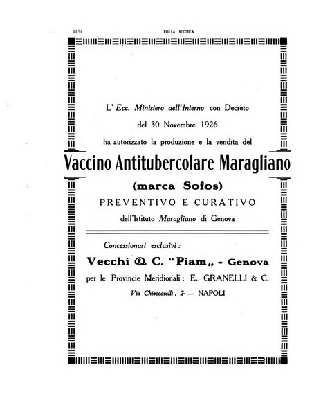 Folia medica periodico trimensile di patologia e clinica medica