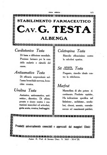 Folia medica periodico trimensile di patologia e clinica medica