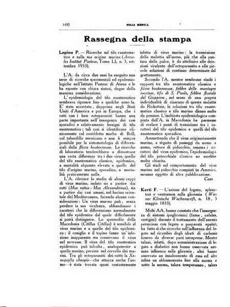 Folia medica periodico trimensile di patologia e clinica medica