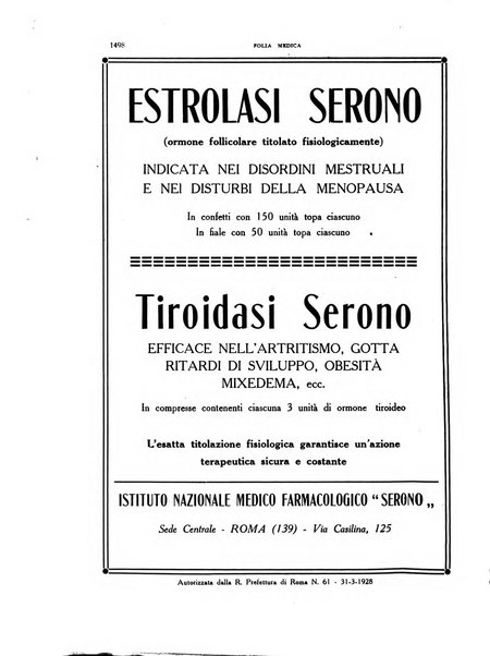 Folia medica periodico trimensile di patologia e clinica medica