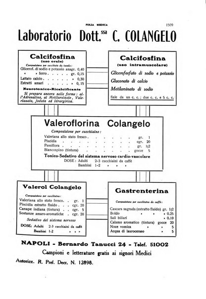 Folia medica periodico trimensile di patologia e clinica medica