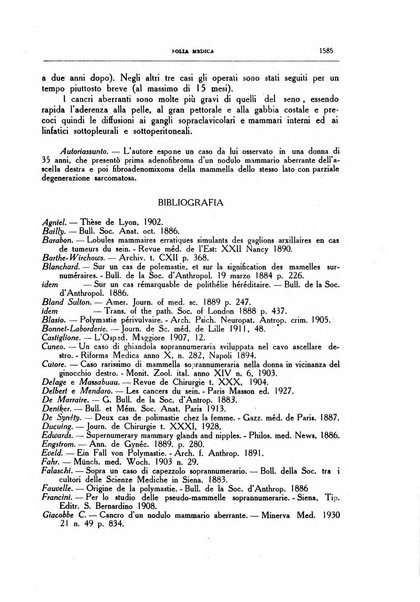 Folia medica periodico trimensile di patologia e clinica medica