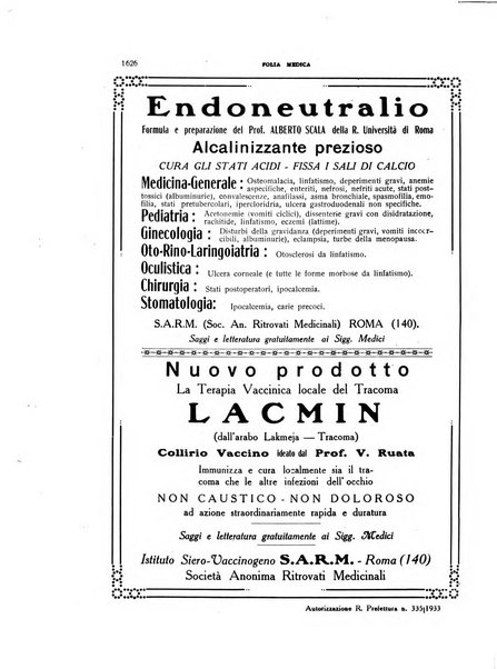 Folia medica periodico trimensile di patologia e clinica medica