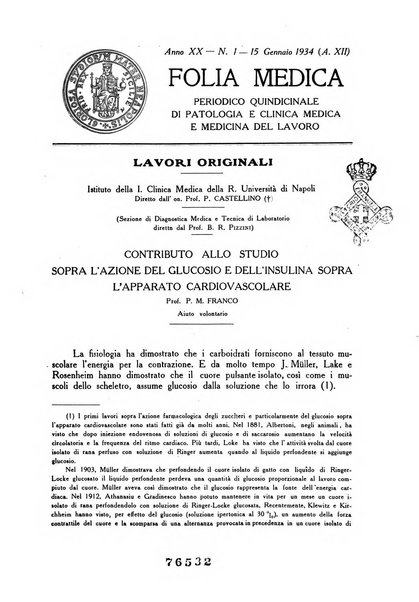 Folia medica periodico trimensile di patologia e clinica medica