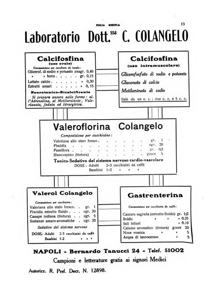 Folia medica periodico trimensile di patologia e clinica medica